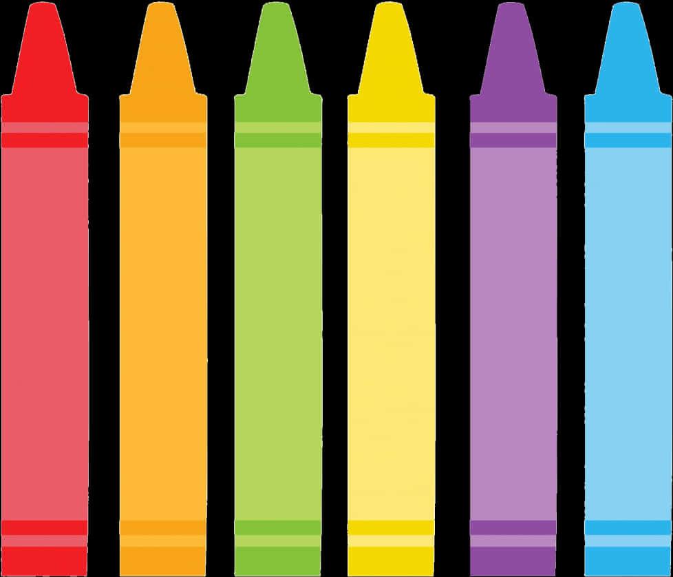 Colorful Crayons Row PNG Image