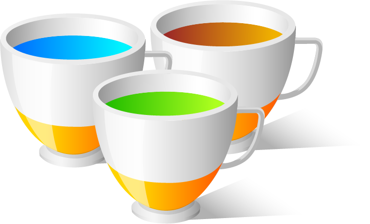 Colorful Cupswith Liquids PNG Image