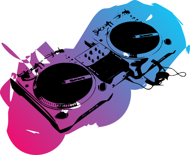 Colorful D J Turntable Graphic PNG Image