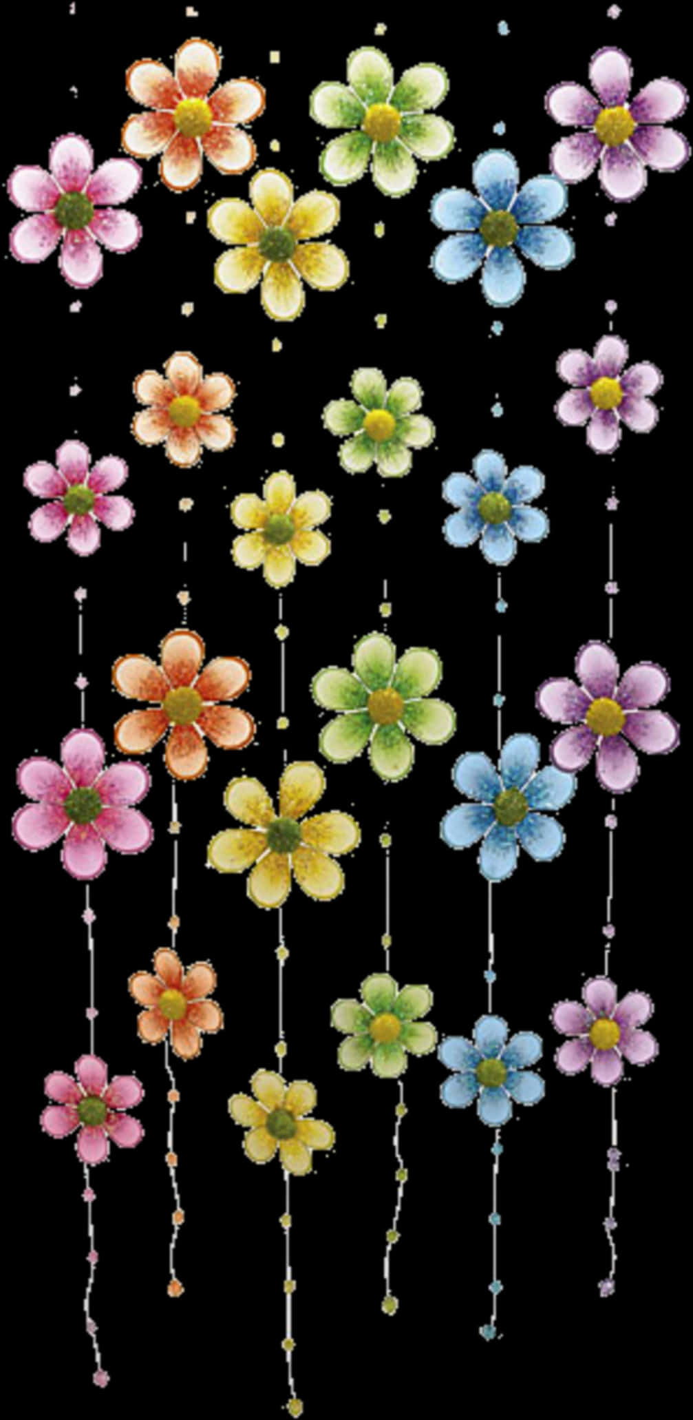 Colorful Daisy Chain Pattern PNG Image