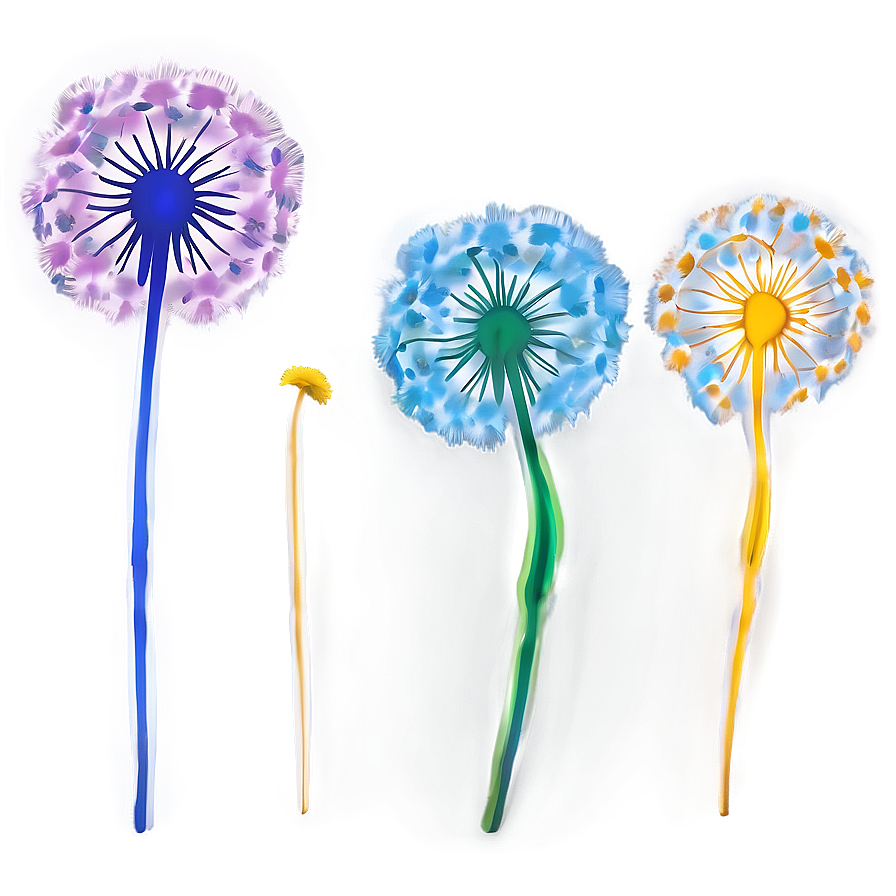 Colorful Dandelion Art Png Xuq PNG Image