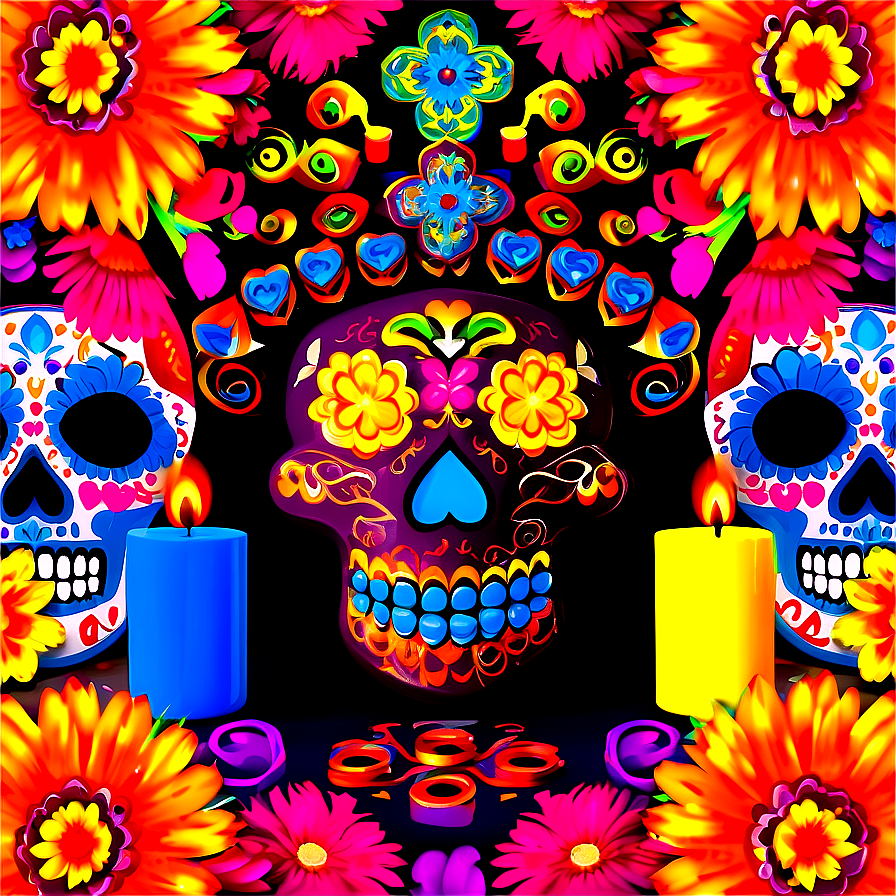 Colorful Dia De Los Muertos Altar Png Cid PNG Image