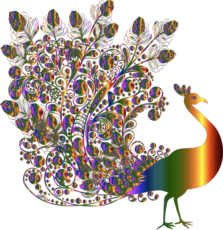 Colorful Digital Art Peacock PNG Image