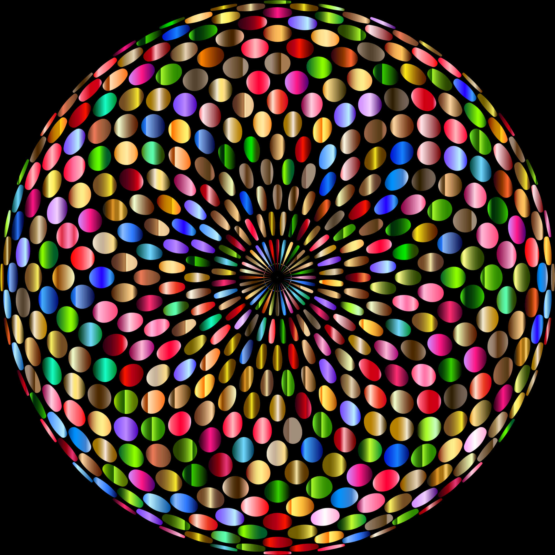 Colorful Disco Ball Illustration PNG Image