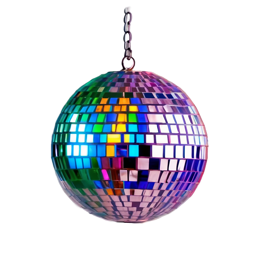 Colorful Disco Ball Suspended PNG Image