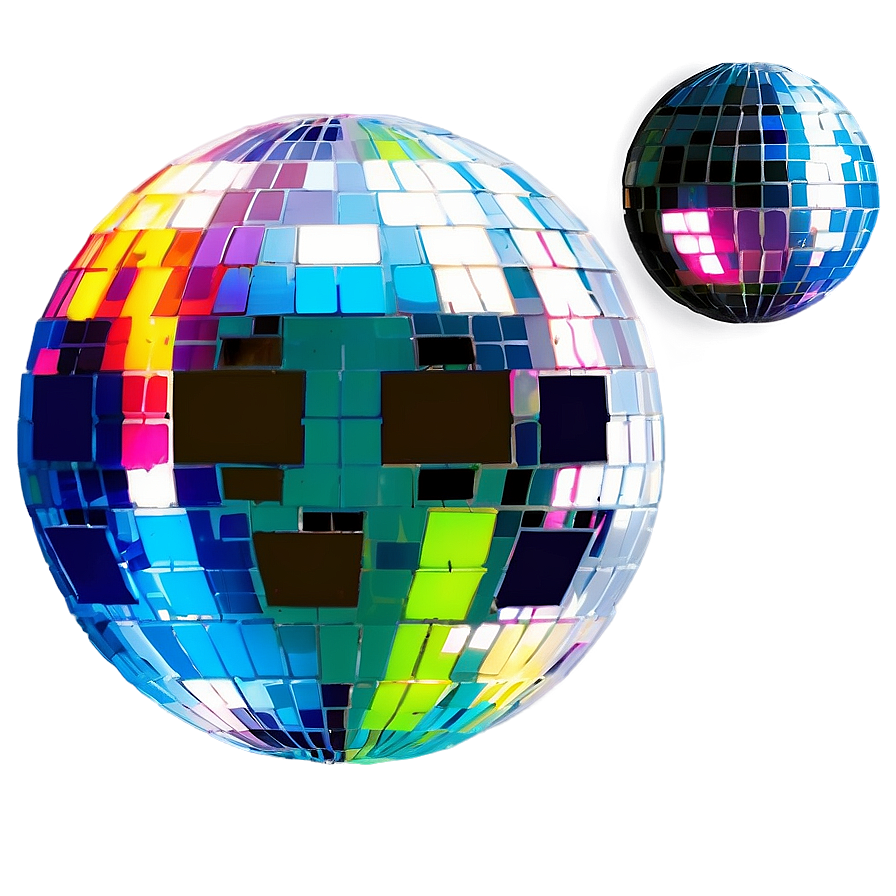 Colorful Disco Balls Reflections PNG Image