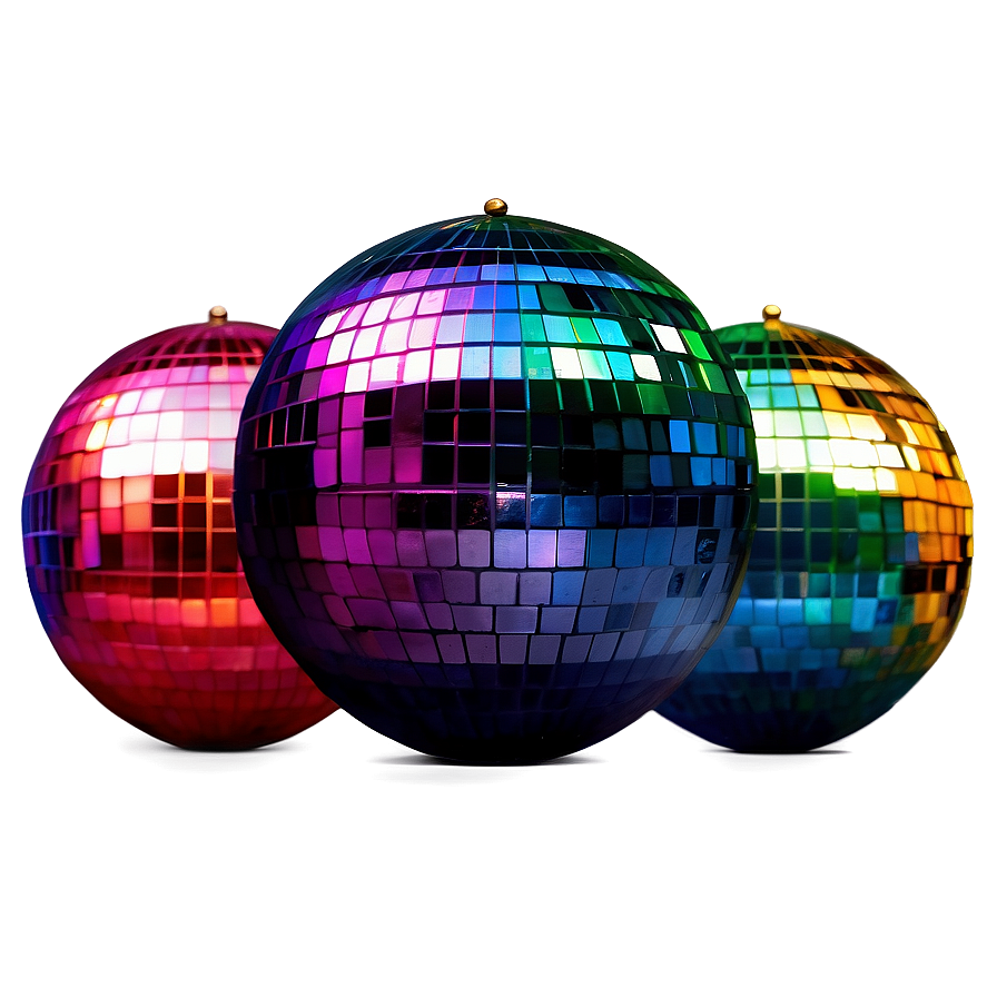 Colorful Disco Balls Trio PNG Image