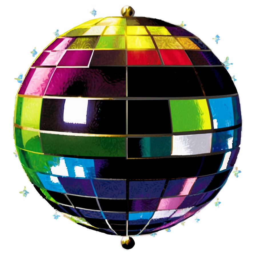 Colorful Disco Ballwith Sparkles PNG Image