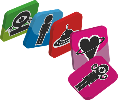 Colorful Dominoes With Symbols PNG Image