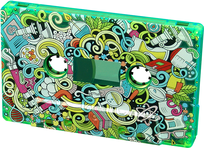 Colorful Doodle Art Cassette Tape PNG Image