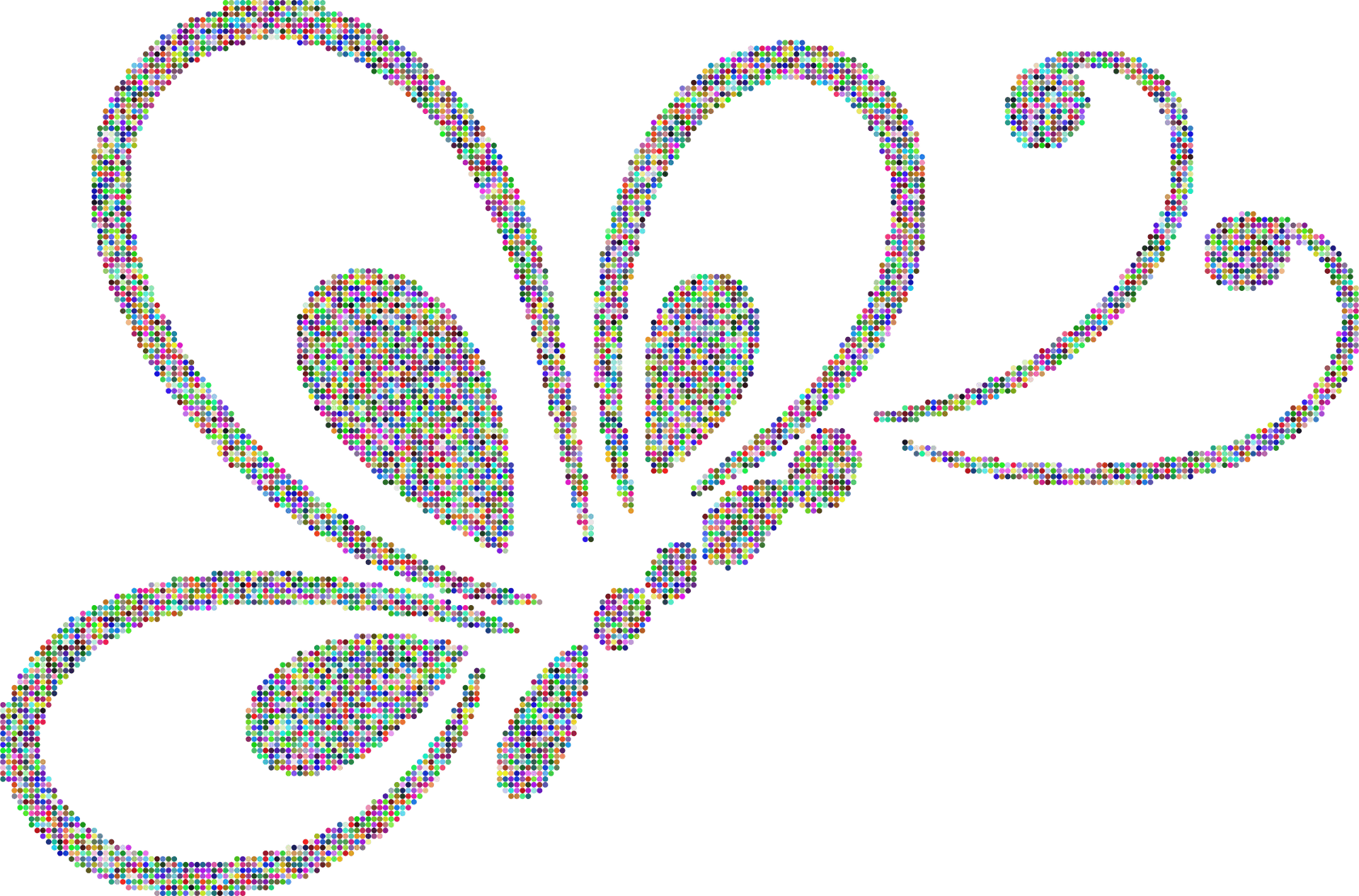 Colorful Dot Butterfly Outline PNG Image