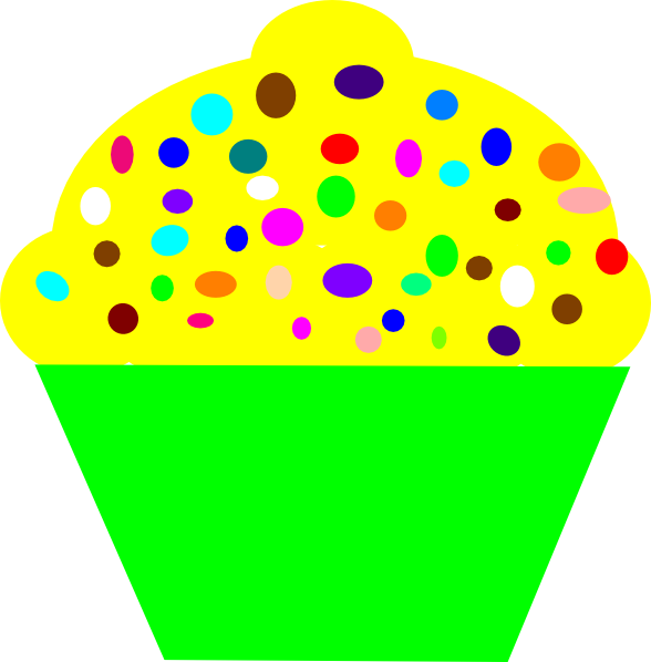 Colorful Dotted Yellow Cupcake Illustration PNG Image