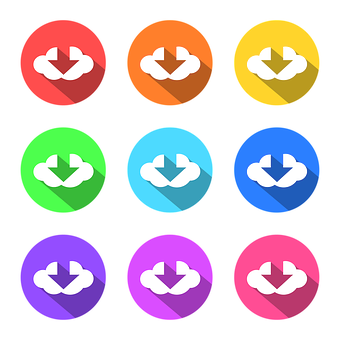 Colorful Download Icons Set PNG Image