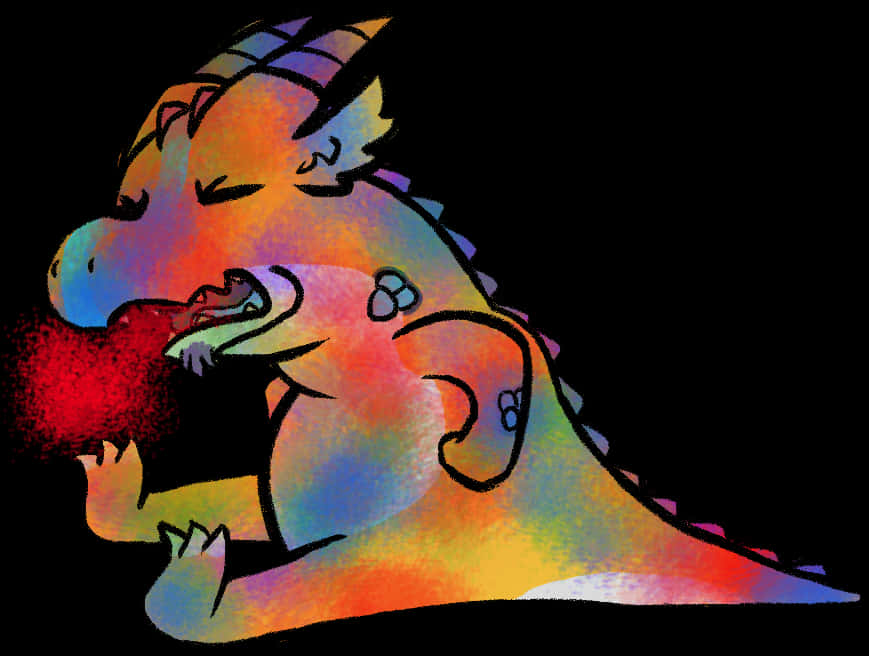 Colorful_ Dragon_ Breathing_ Fire PNG Image