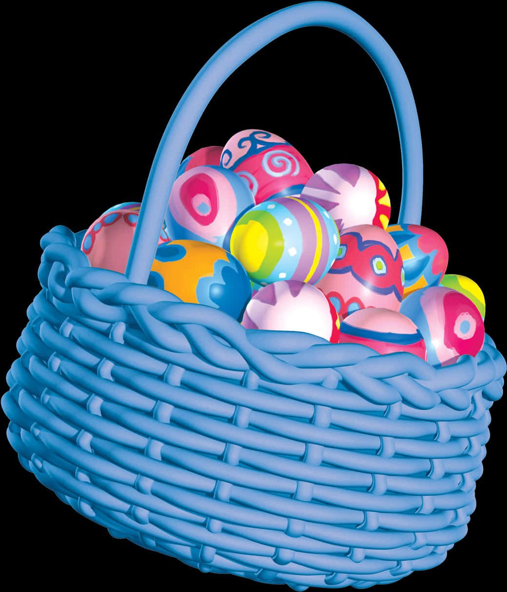 Colorful Easter Egg Basket PNG Image