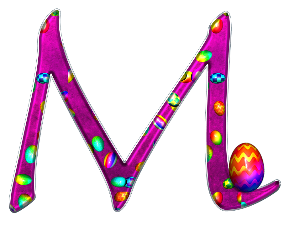 Colorful Easter Egg Letter M PNG Image