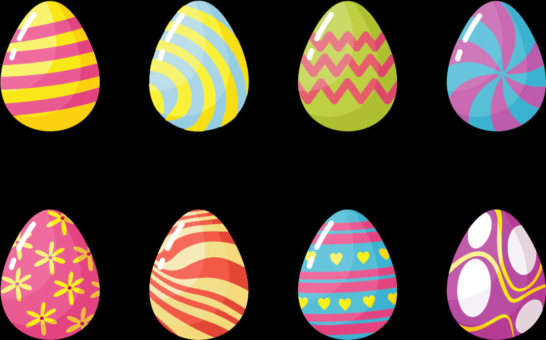 Colorful Easter Eggs Collection PNG Image