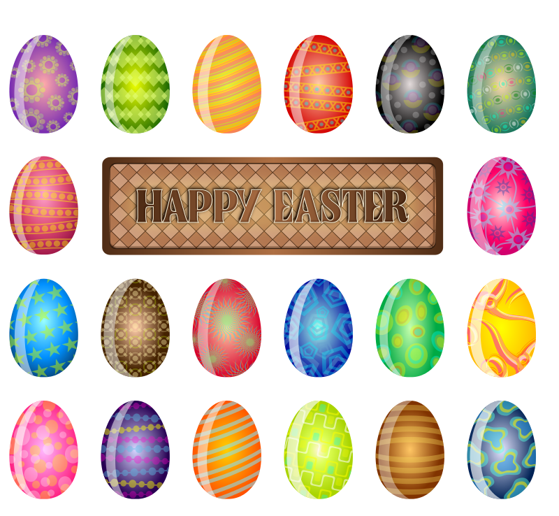 Colorful Easter Eggs Collection PNG Image