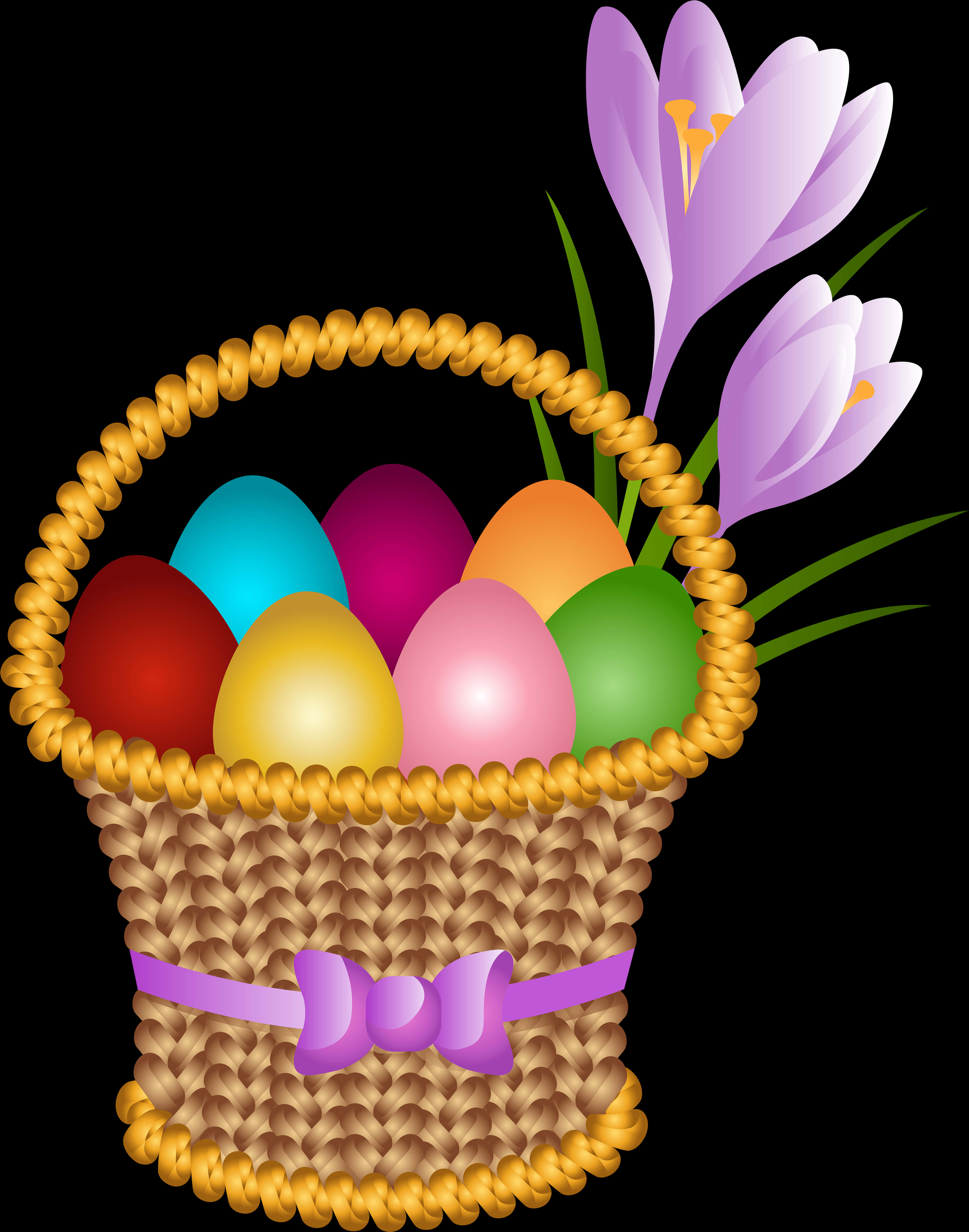 Colorful Easter Eggsin Basket PNG Image