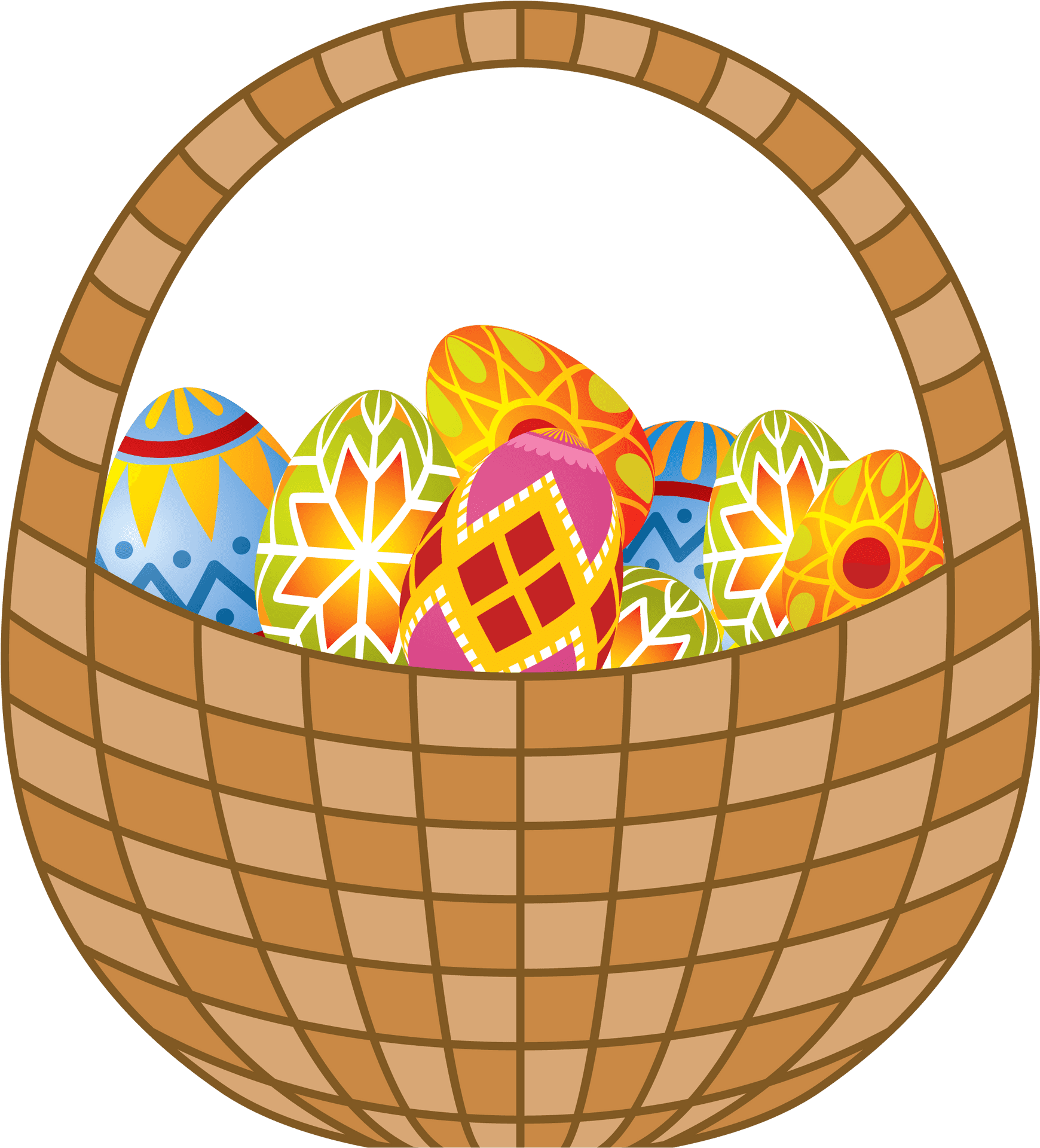 Colorful Easter Eggsin Basket PNG Image