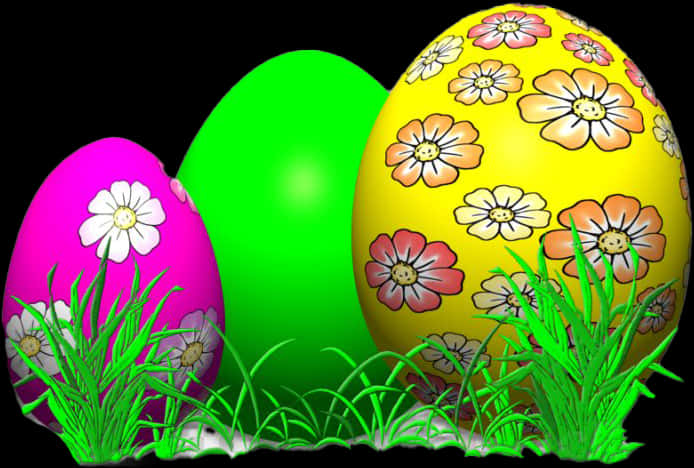 Colorful Easter Eggsin Grass PNG Image