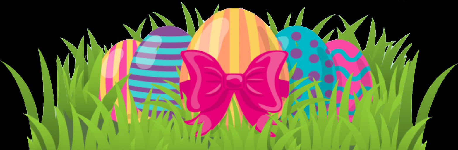 Colorful Easter Eggsin Grass PNG Image