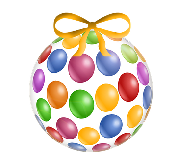 Colorful Easter Eggwith Yellow Ribbon PNG Image