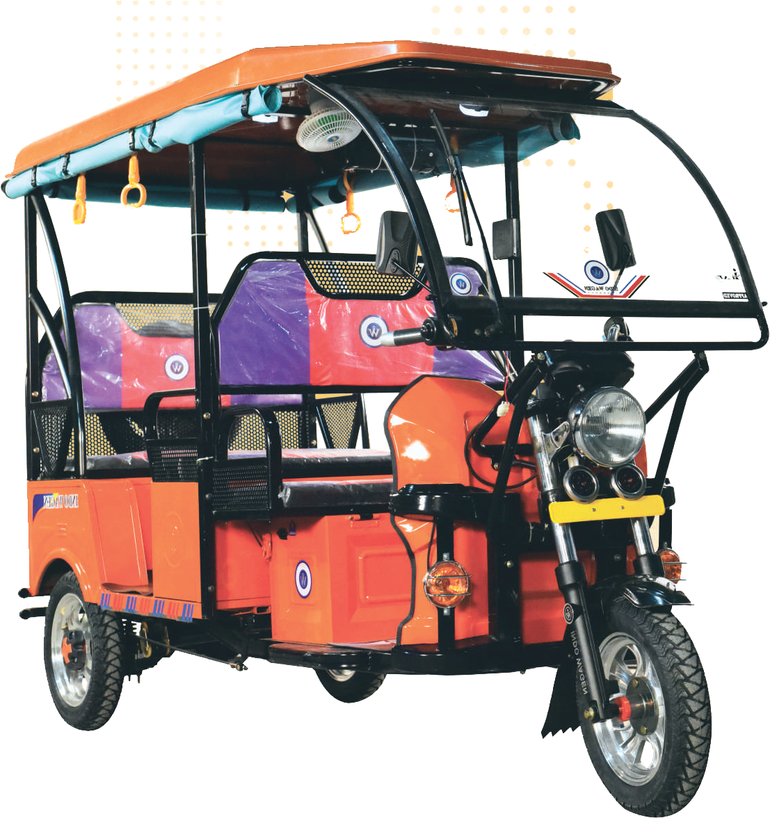 Colorful Electric Rickshaw Side View PNG Image