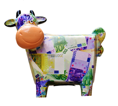 Colorful Euro Cow Sculpture PNG Image