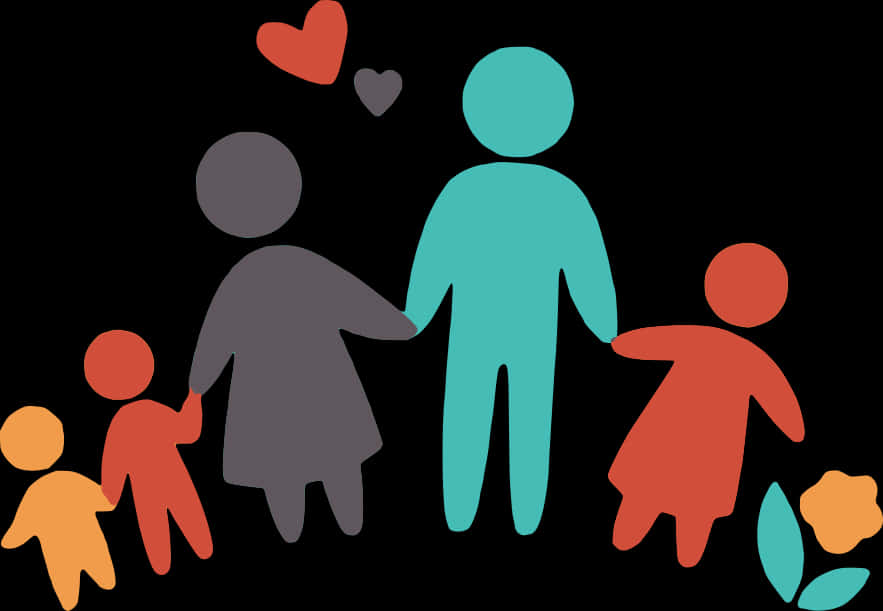 Colorful Family Silhouette Illustration PNG Image