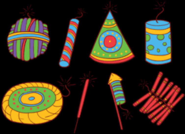 Colorful_ Firecrackers_ Illustration_ Diwali PNG Image