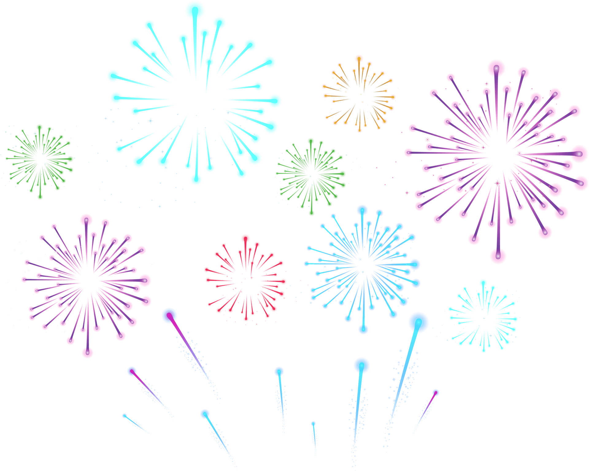 Colorful Fireworks Display Clipart PNG Image