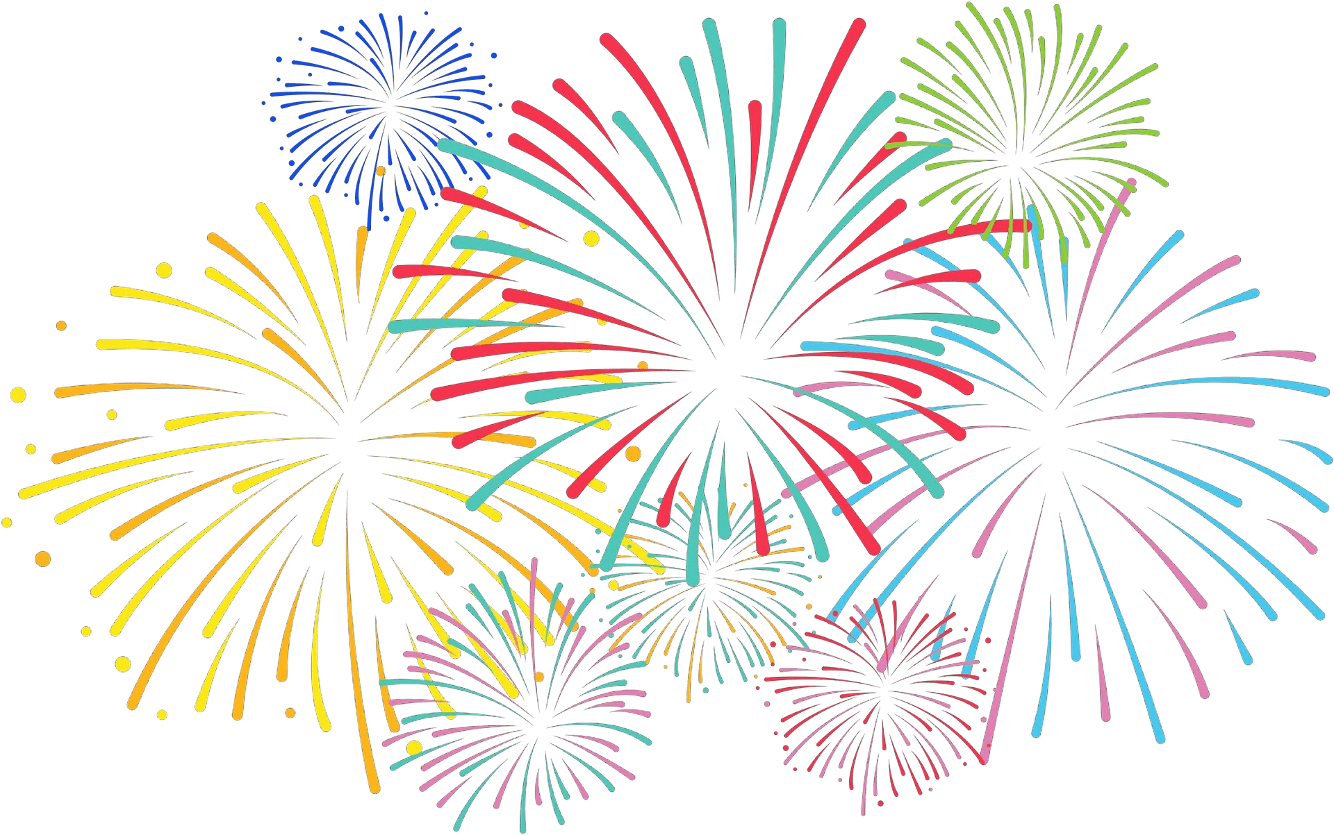 Colorful Fireworks Display Clipart PNG Image