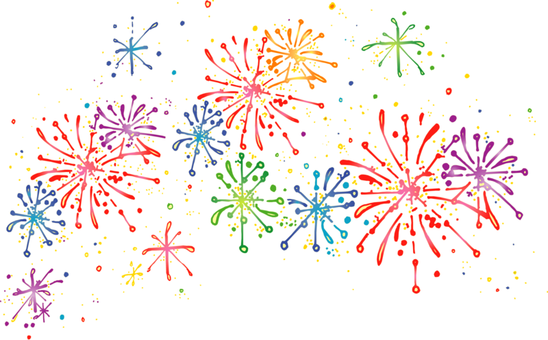 Colorful Fireworks Display Illustration PNG Image