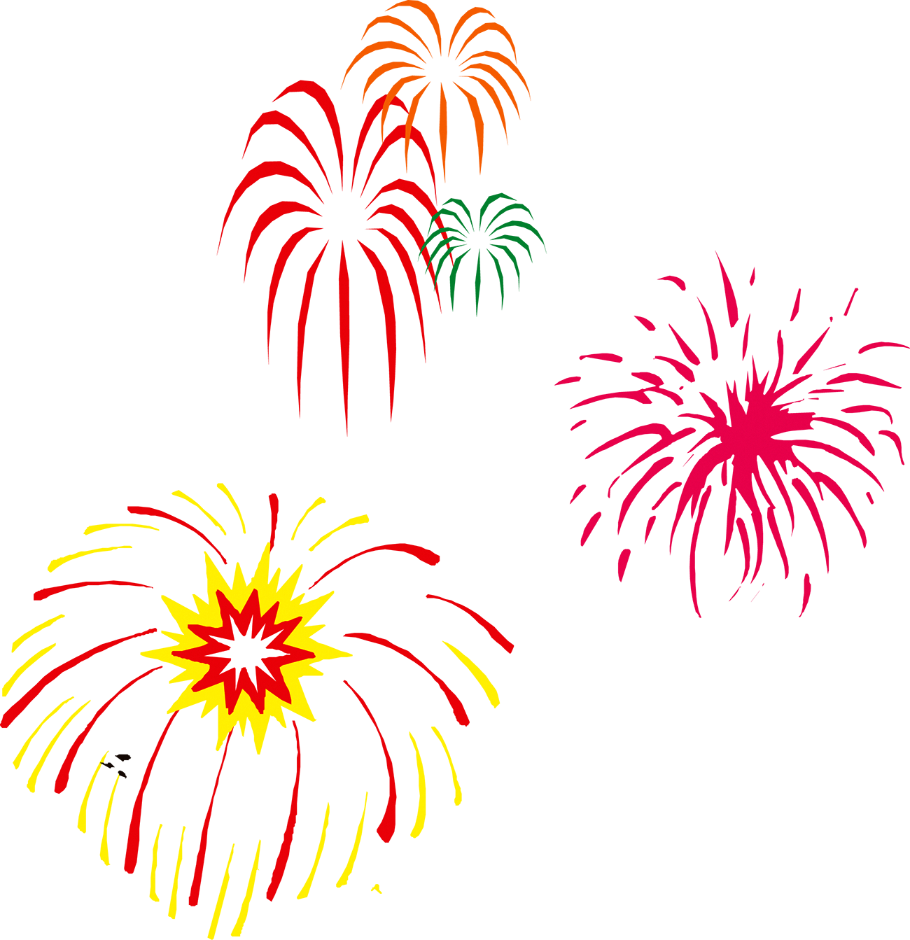 Colorful Fireworks Display Illustration PNG Image