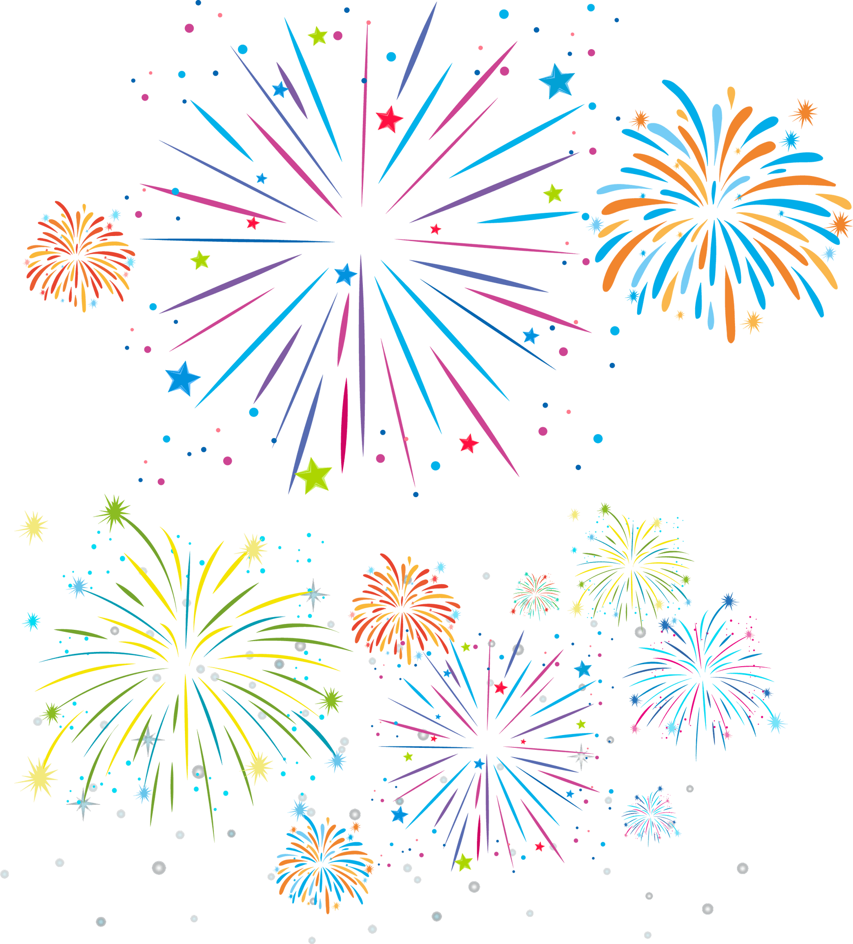 Colorful Fireworks Display PNG Image