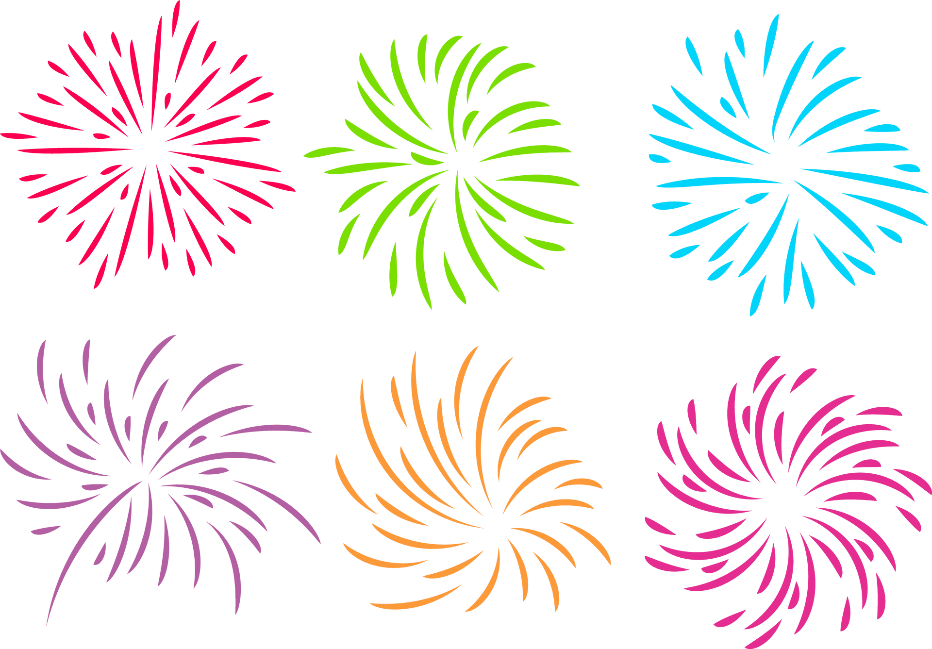 Colorful Fireworks Illustration PNG Image