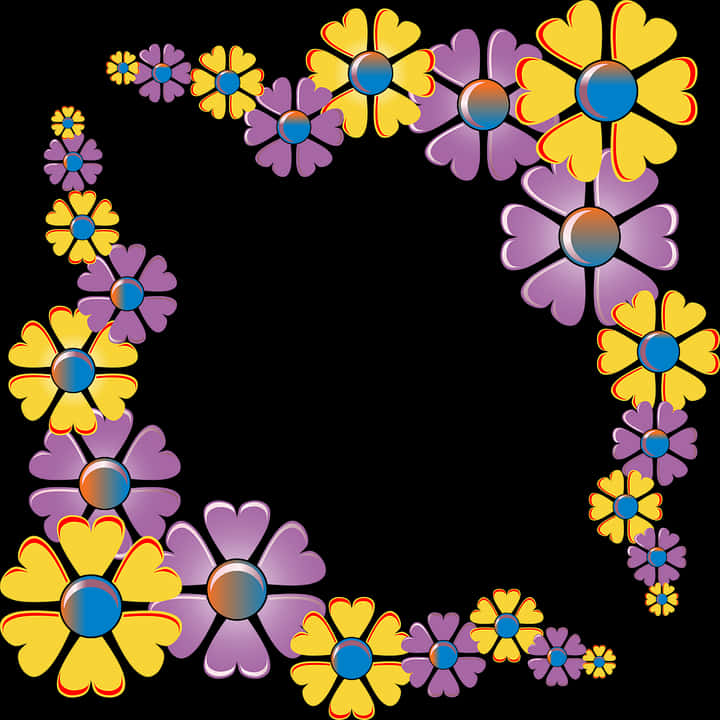 Colorful Floral Corner Design PNG Image