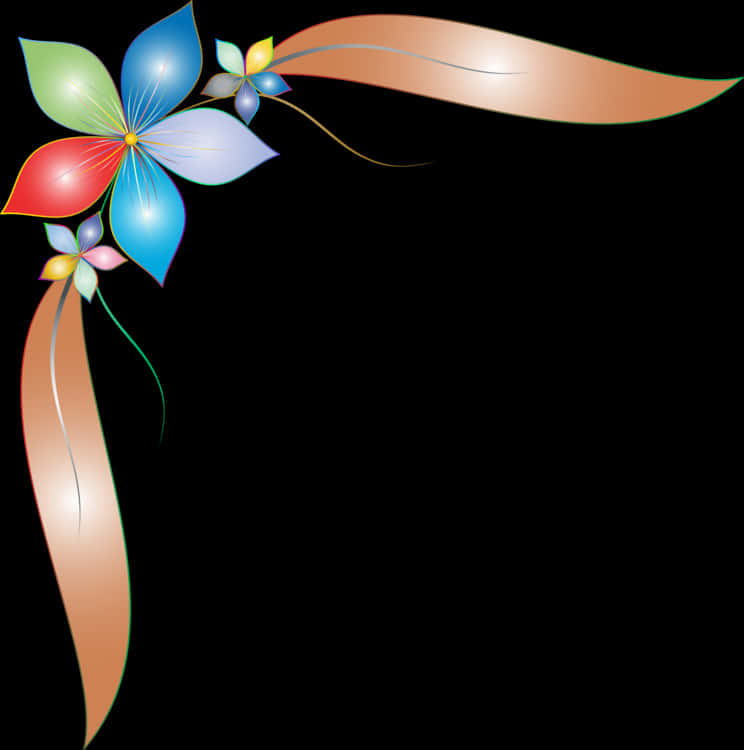 Colorful Floral Corner Design PNG Image