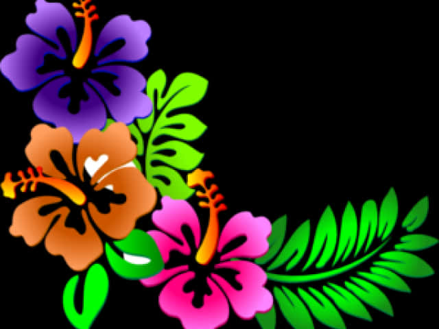 Colorful Floral Corner Design PNG Image