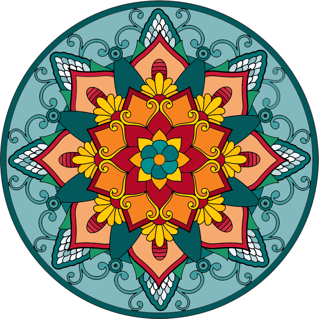 Colorful Floral Mandala Design PNG Image