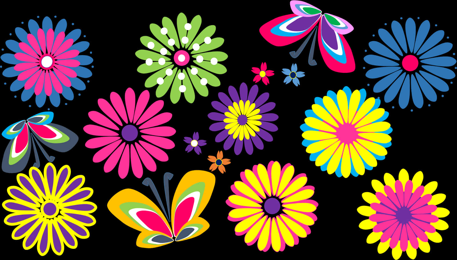 Colorful Floral Pattern Graphic PNG Image