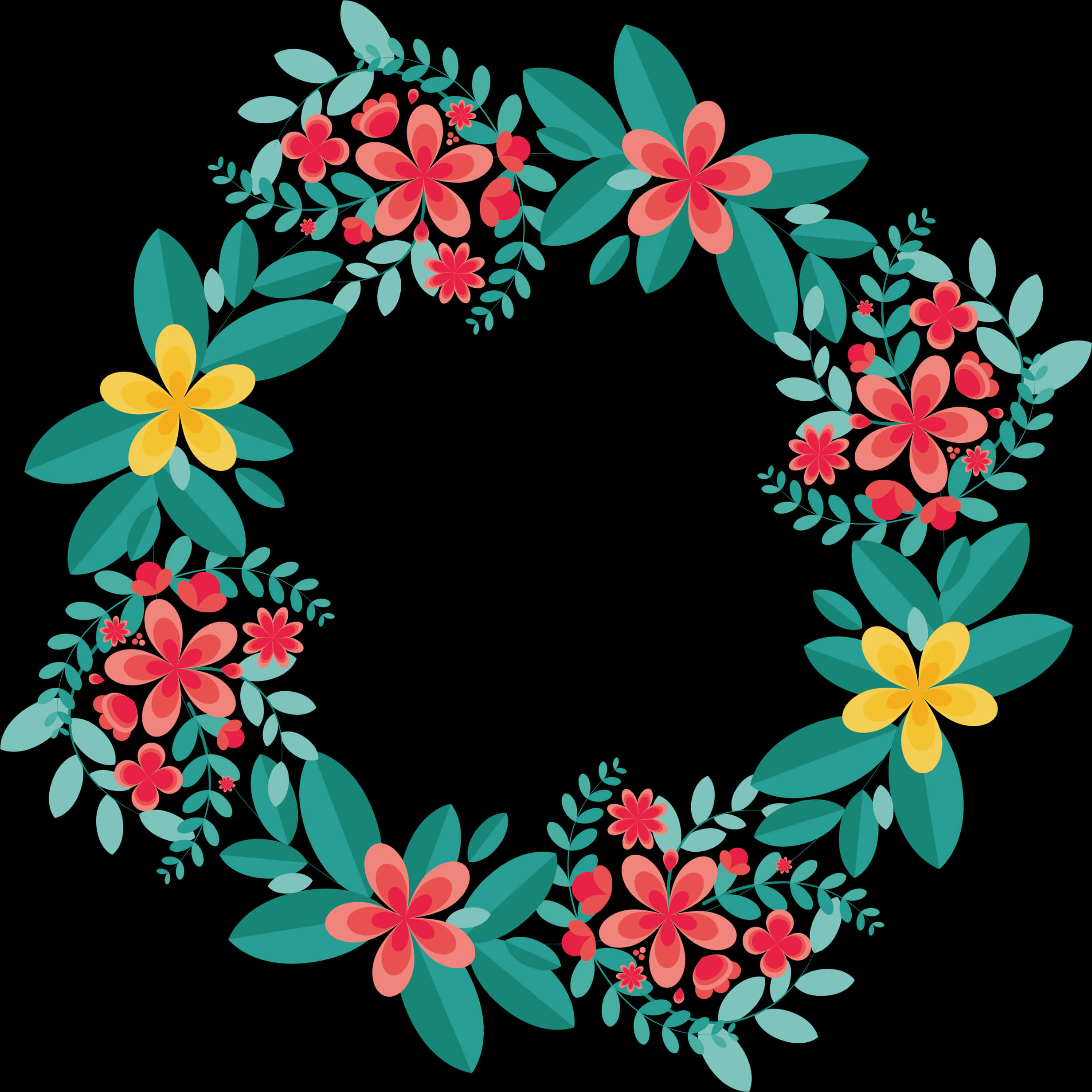 Colorful_ Floral_ Wreath_ Vector PNG Image