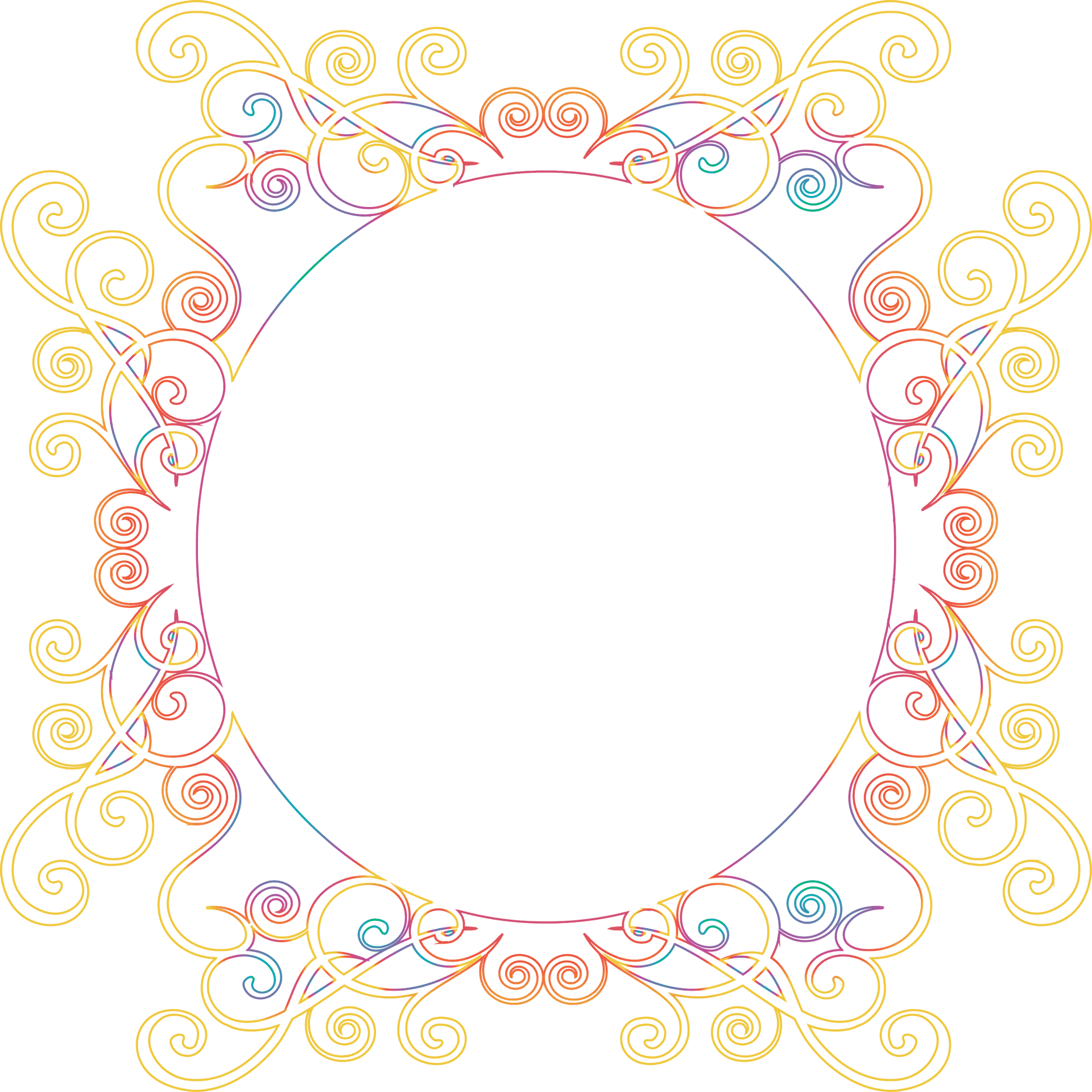 Colorful Flourish Frame Design PNG Image