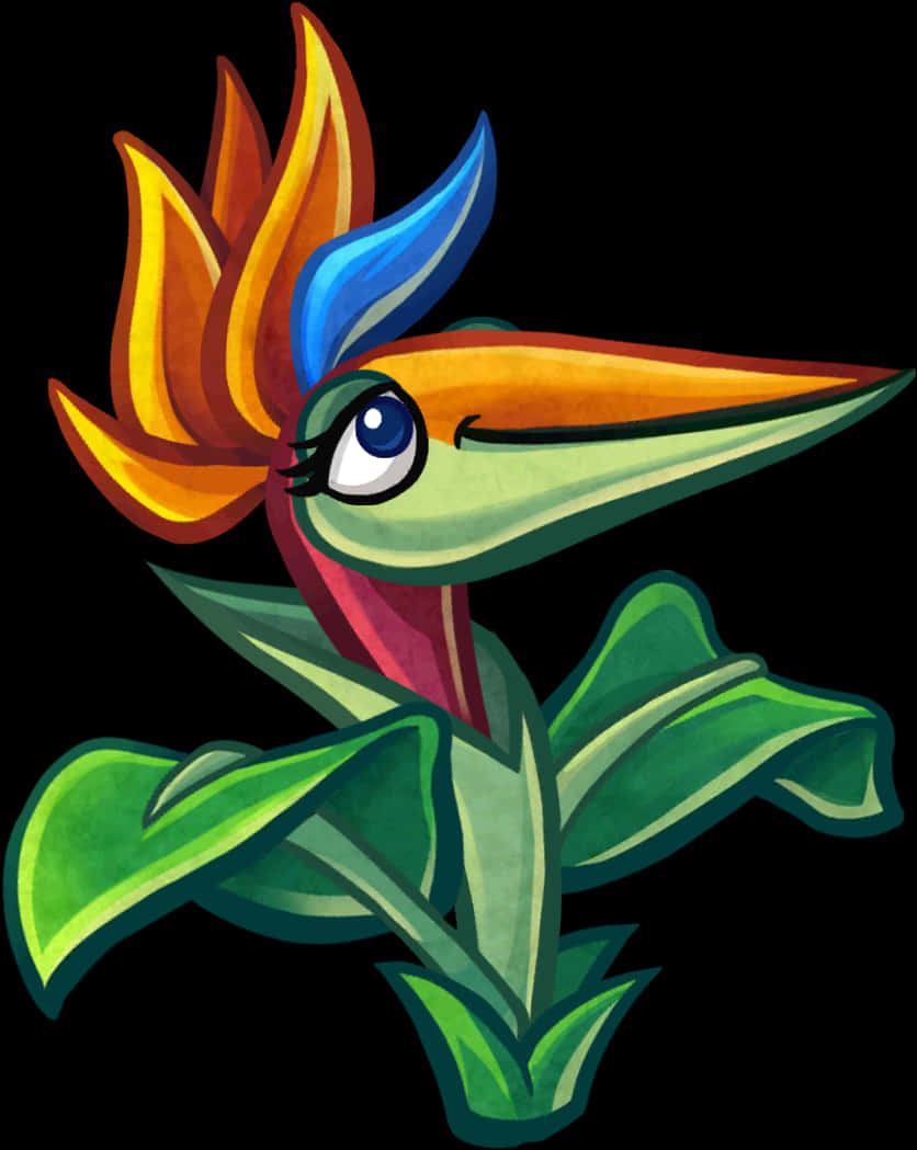 Colorful Flower Bird Illustration PNG Image