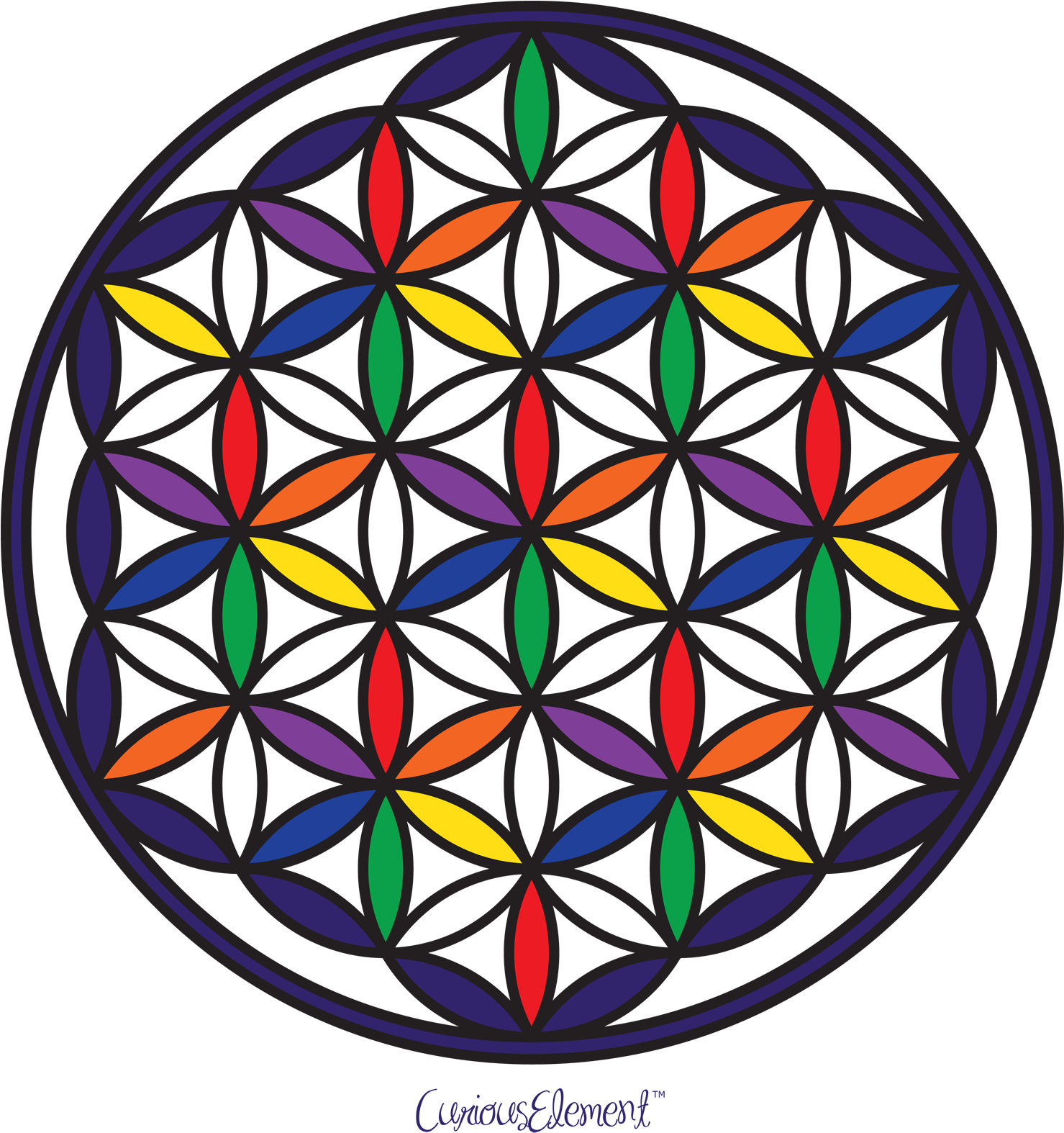 Colorful Flowerof Life Sacred Geometry PNG Image