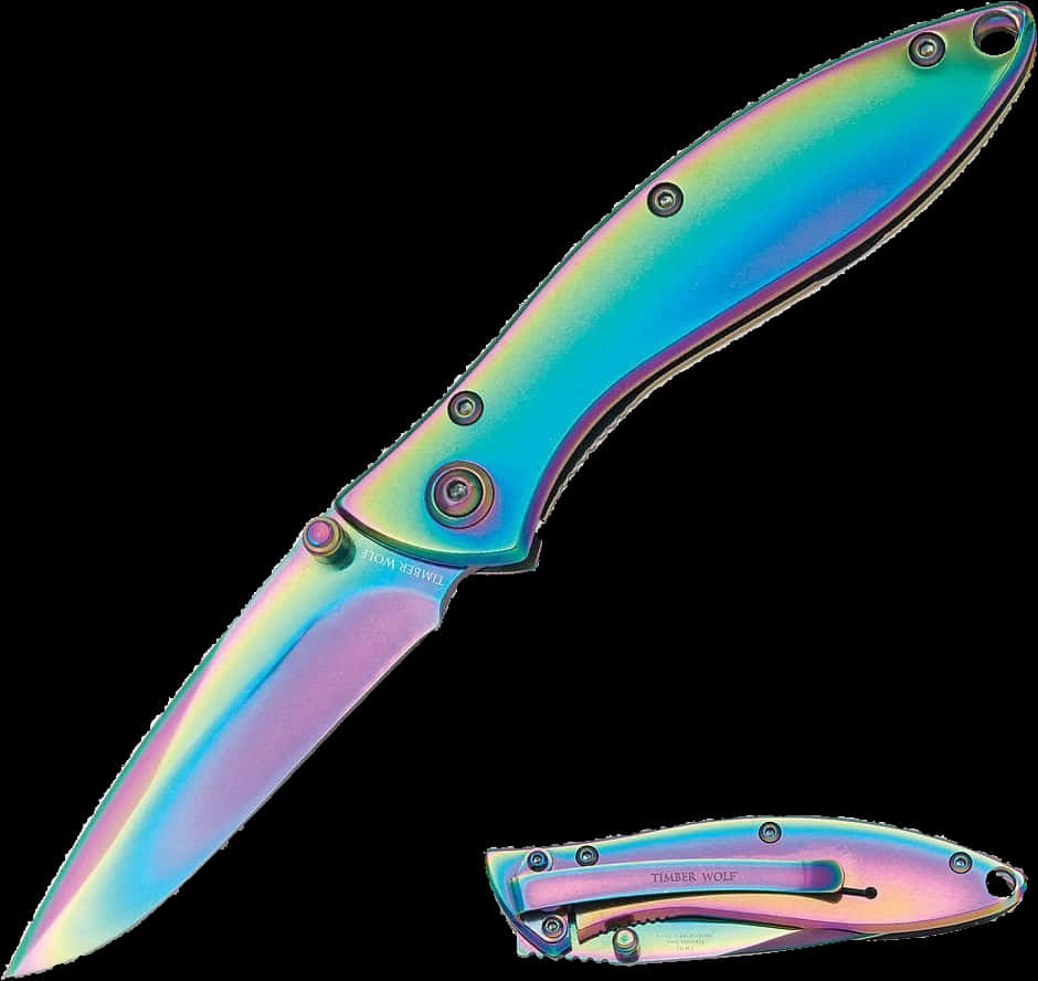 Colorful Folding Knife Isolated PNG Image