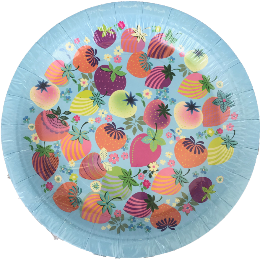 Colorful Fruit Pattern Paper Plate PNG Image