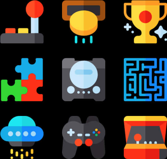 Colorful Game Icons Set PNG Image