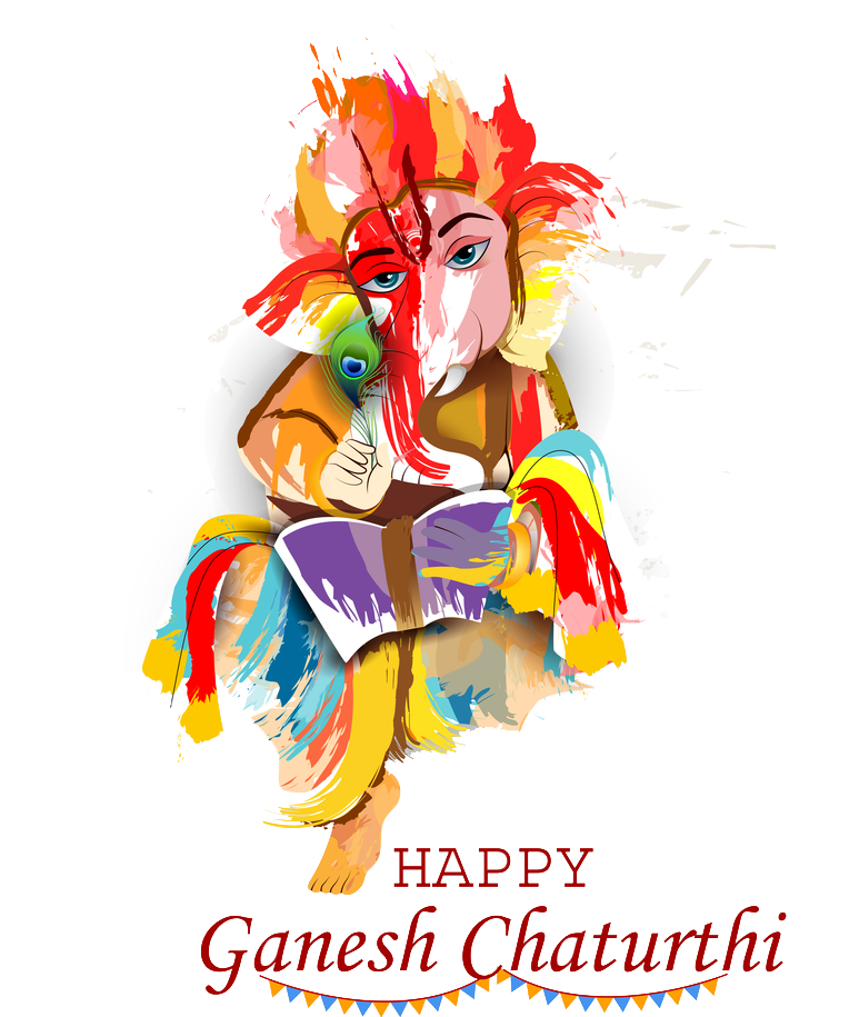 Colorful Ganesh Chaturthi Greeting PNG Image